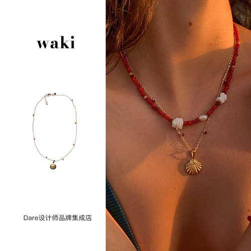 Dare买手店 waki 正品 金色贝壳项链复古欧美饰品天然贝壳度假风 - 图1