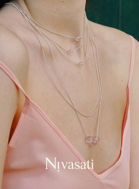 nivasati花与露珠系列长链锁骨链