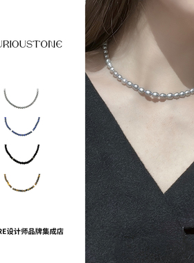 qurioustone灰珍珠项链锁骨链