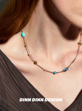 Dare买手店 DINN DINN DESIGN 多色石头拼接项链原创度假首饰小众