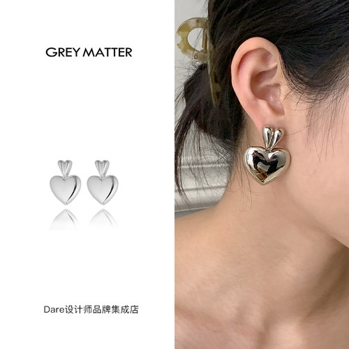 【6折】grey matter正品悬挂双桃心耳环爱心小众甜美饰品 - 图2
