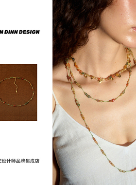 Dare买手店 DINN DINN DESIGN彩色珠珠手工编绳项链原创度假复古
