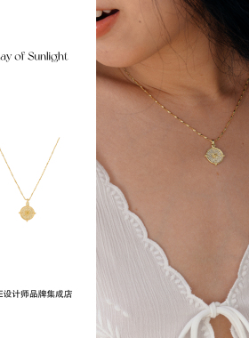Dare买手店 A ray of sunlight 指南针锆石项链金色复古欧美民族