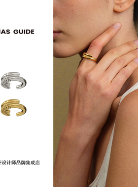 BIAS GUIDE流转拼接戒指开口戒叠戴复古金色饰品首饰925银买手店