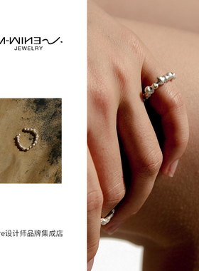 mwine珠子戒指耳骨夹纯银首饰