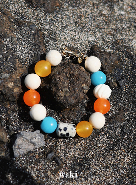 Dare买手店 waki 芝麻糖果罐串珠天然石手串彩色度假手链复古叠戴