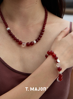 Dare买手店 T.MAJOR 瑞锦红玛瑙手链红色串珠925银本命转运新年女