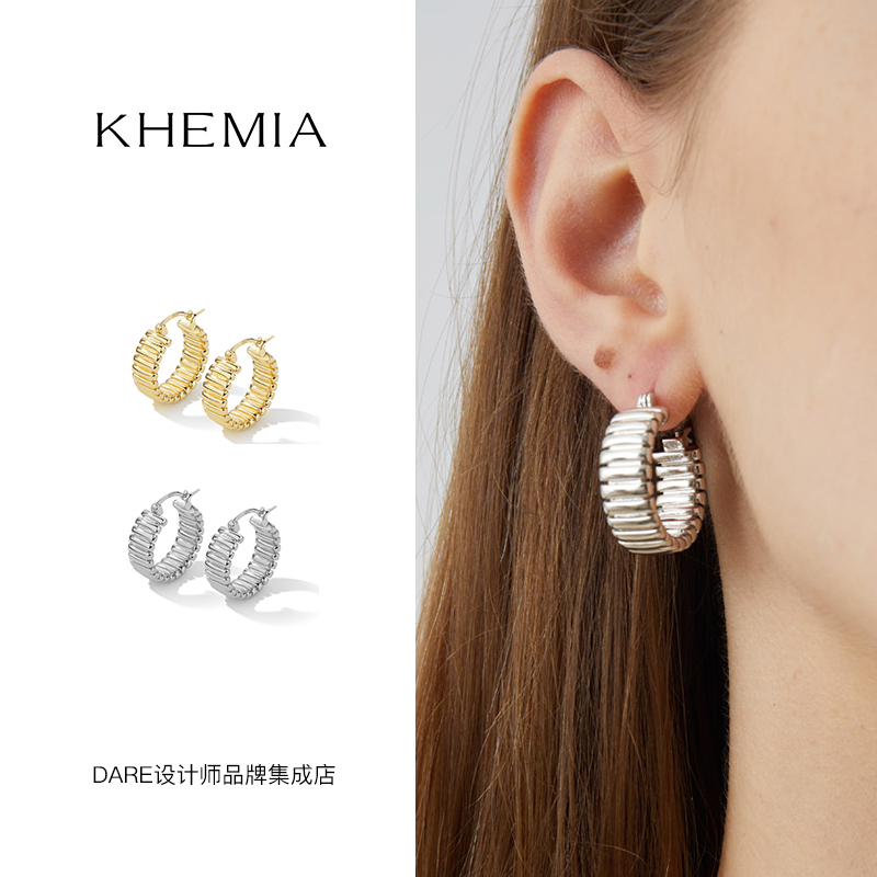 Dare买手店 khemia 正品 fusilli耳环小众金色复古欧美通勤饰品 - 图0