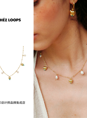 CHEZ LOOPS 水滴铃兰项链绿松石原创设计复古高级精致饰品首饰女