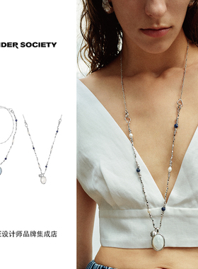 Dare买手店Tender society双面天然石镶石贝壳多种戴法项链度假