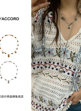 Dare买手店 DACCORD 虎眼石编绳项链斑点石编绳项链原创设计首饰