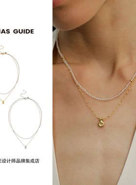 秦岚同款亲爱的客栈 BIAS GUIDE无垠水晶双层项链925银白水晶高级