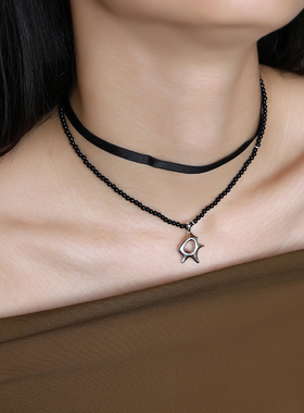 sesamesea黑玛瑙choker项链