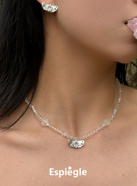 Dare买手店 espiegle白水晶小蝴蝶编珠项链富贵好运原创设计首饰