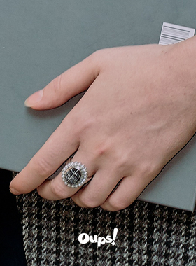 Dare买手店oups！温莎日记戒指女格纹珍珠英伦风时尚小众首饰原创