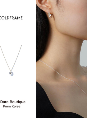 coldframe透明白水晶爱心项链