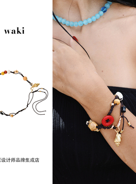Dare买手店 waki 海洋记事本串珠编绳手串手链天然石度假波西米亚