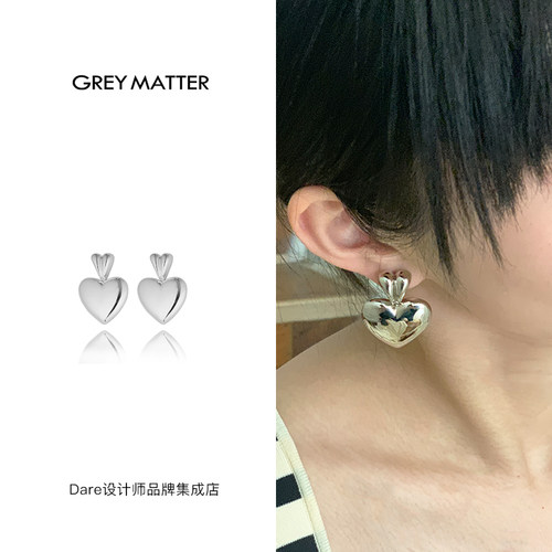 【6折】grey matter正品悬挂双桃心耳环爱心小众甜美饰品 - 图0