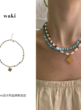 waki巴洛克旋涡天然珍珠吊坠项链