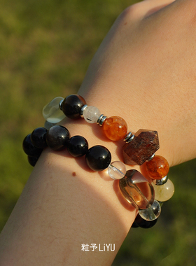 Dare买手店 粒予LIYU 澜夜银曜石手串白水晶招财富贵礼物饰品首饰