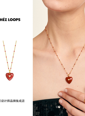 CHEZ LOOPS 慕斯红色爱心项链新年小众原创设计饰品首饰高级好运