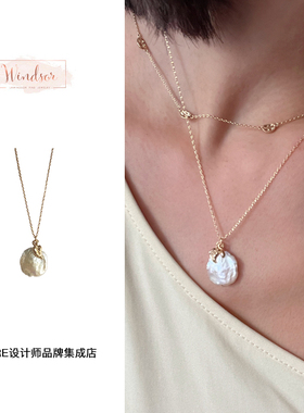 windsor花瓣珍珠项链锁骨链