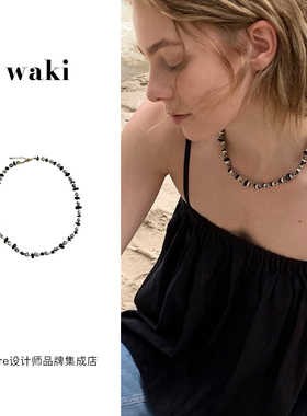 waki芝麻贝果串珠项链度假风