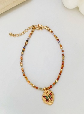 波西米亚可叠戴天然石串珠项链