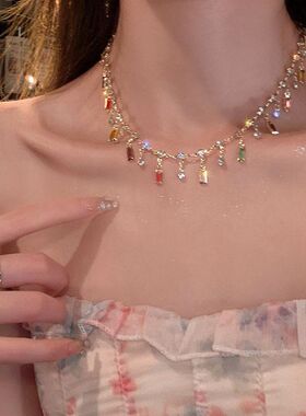流苏多巴胺彩色轻奢小众气质锁骨