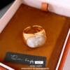 Oval ring with elegant electroplated jade resin opening