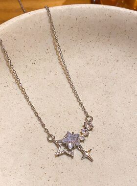 锆石繁星项链锁骨星闪星高级感钛ins链风超百搭钢配饰女轻奢精致