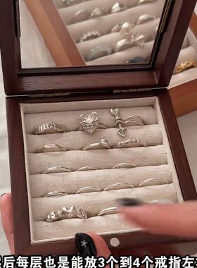 气质字母锆石贝母食指H戒戒指女电镀小众真金开口高级感时尚手饰