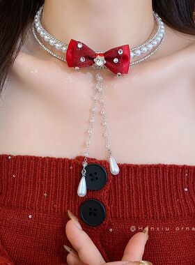 时尚蝴蝶锁骨饰品珍珠百搭锆石