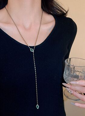 项链时尚竹节镶钻金属气质配饰银色项饰高级感锁骨蛇形蛇年链轻奢