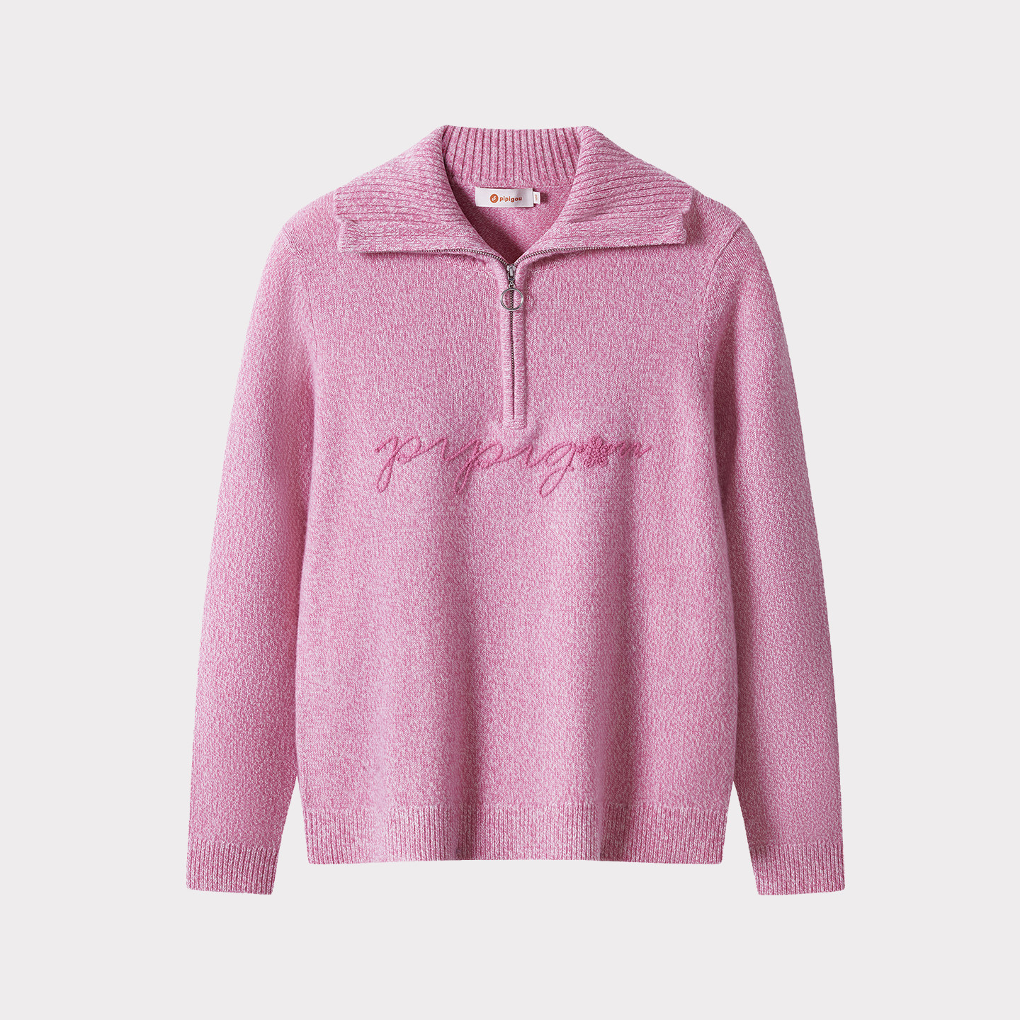 皮皮狗25冬季新款翻领半门襟拉链复古盘带绣加厚款双股纱羊绒套衫,淘宝优惠券,粉丝福利购,淘宝优惠卷