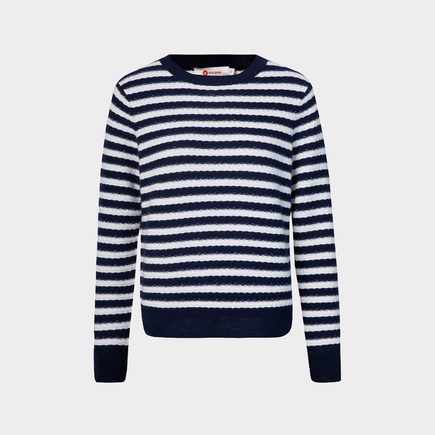 皮皮狗秋冬新款圆领撞色条纹针织套头羊绒衫女打底毛衣,淘宝优惠券,粉丝福利购,淘宝优惠卷