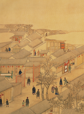 徐扬国画日月合璧五星联珠图复古书画人物长卷真迹微喷仿古复制品