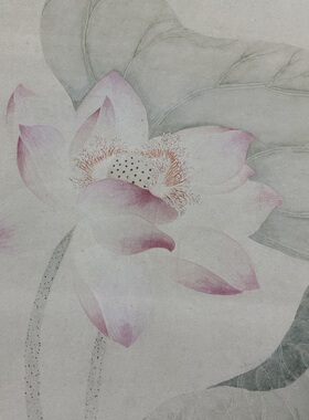 唐红莲绿藻图复古书画花卉荷花真迹高清微喷仿古国画装裱装饰画