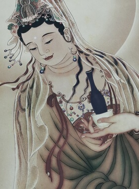 夏荆山 佛像西方三圣南无观世音菩萨 书画宣纸微喷仿真挂轴装饰画