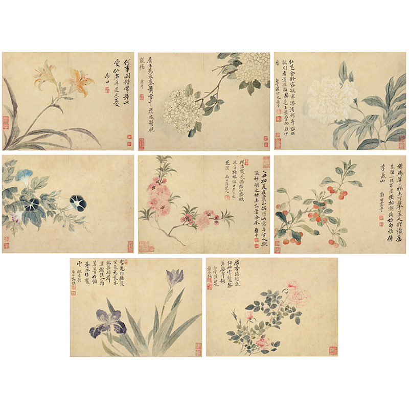 恽寿平春花图册八开复古书画花卉国画真迹艺术微喷仿古墙面装饰画,淘宝优惠券,粉丝福利购,淘宝优惠卷