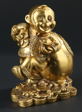 大仕缘纯铜生肖金猴送福工艺品