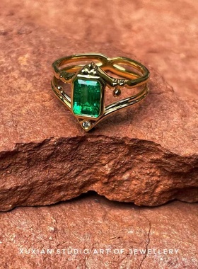 天然无油祖母绿18K金戒指婚戒