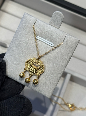 钛钢平安锁铃铛吊坠锁骨链女