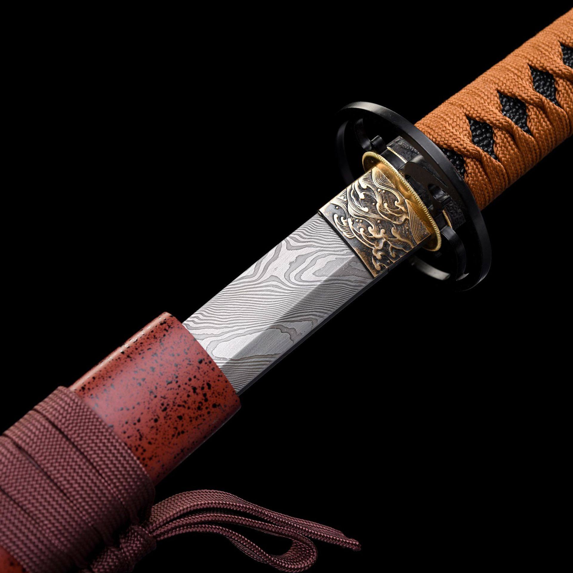 龙泉市刀剑手工一体日式大马士革花纹钢天梯扭转打刀硬宝剑未开刃,淘宝优惠券,粉丝福利购,淘宝优惠卷