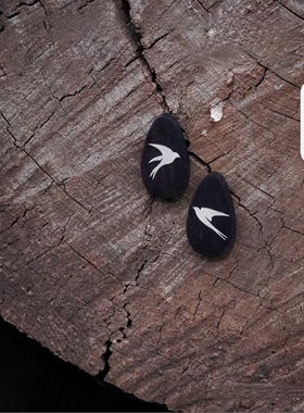 原创设计[云燕]足银复古文艺耳钉极简银针女礼物推荐