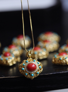 新中式福禄宝瓶仿花丝镶嵌国风吊坠礼物