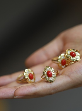 原创设计有机宝石戒指女款复古民族风个性简约百搭饰品