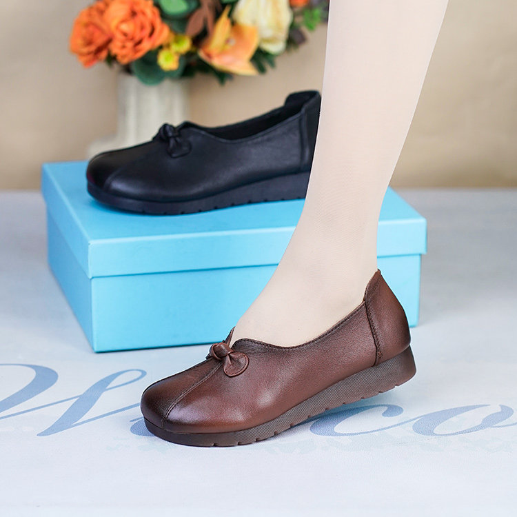 春秋新款头层牛皮软底一脚蹬平底懒人小皮鞋女妈妈真皮舒适单鞋,淘宝优惠券,粉丝福利购,淘宝优惠卷