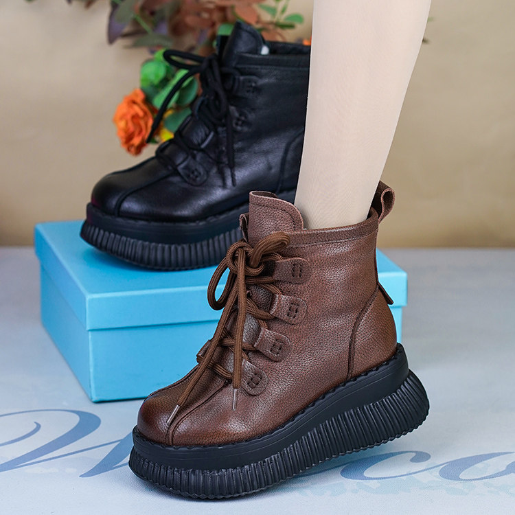 2025冬季新款真皮马丁靴女松糕厚底单靴加绒保暖棉靴纯羊毛小短靴,淘宝优惠券,粉丝福利购,淘宝优惠卷