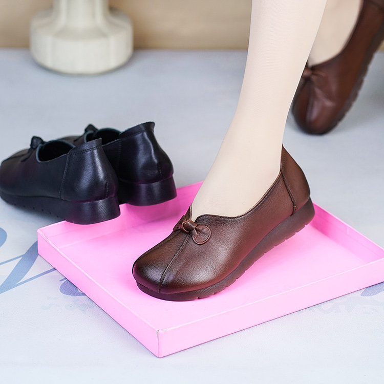 春秋新款头层牛皮软底一脚蹬平底懒人小皮鞋女妈妈真皮舒适单鞋,淘宝优惠券,粉丝福利购,淘宝优惠卷